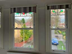 Casement windows with leaded glass