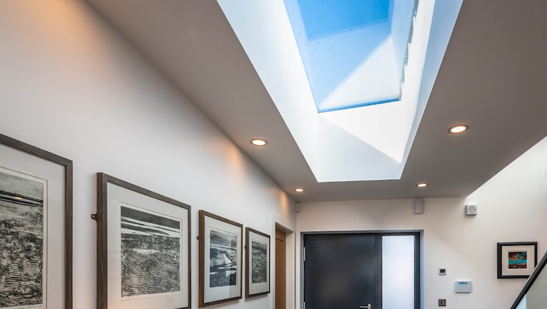 Fixed skylight showing the natural light flooding in