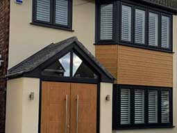 Casement windows with leaded glass